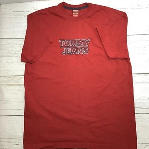Tommy Hilfiger Vintage Tommy Jeans T-Shirt Men's Medium Red 2004 Spell Out - Picture 1 of 6