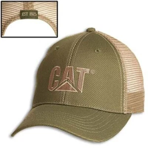 Equipo Caterpillar CAT sarga de tweed verde oliva y bronceado Est. Gorra/sombrero de malla 1925 - Imagen 1 de 1