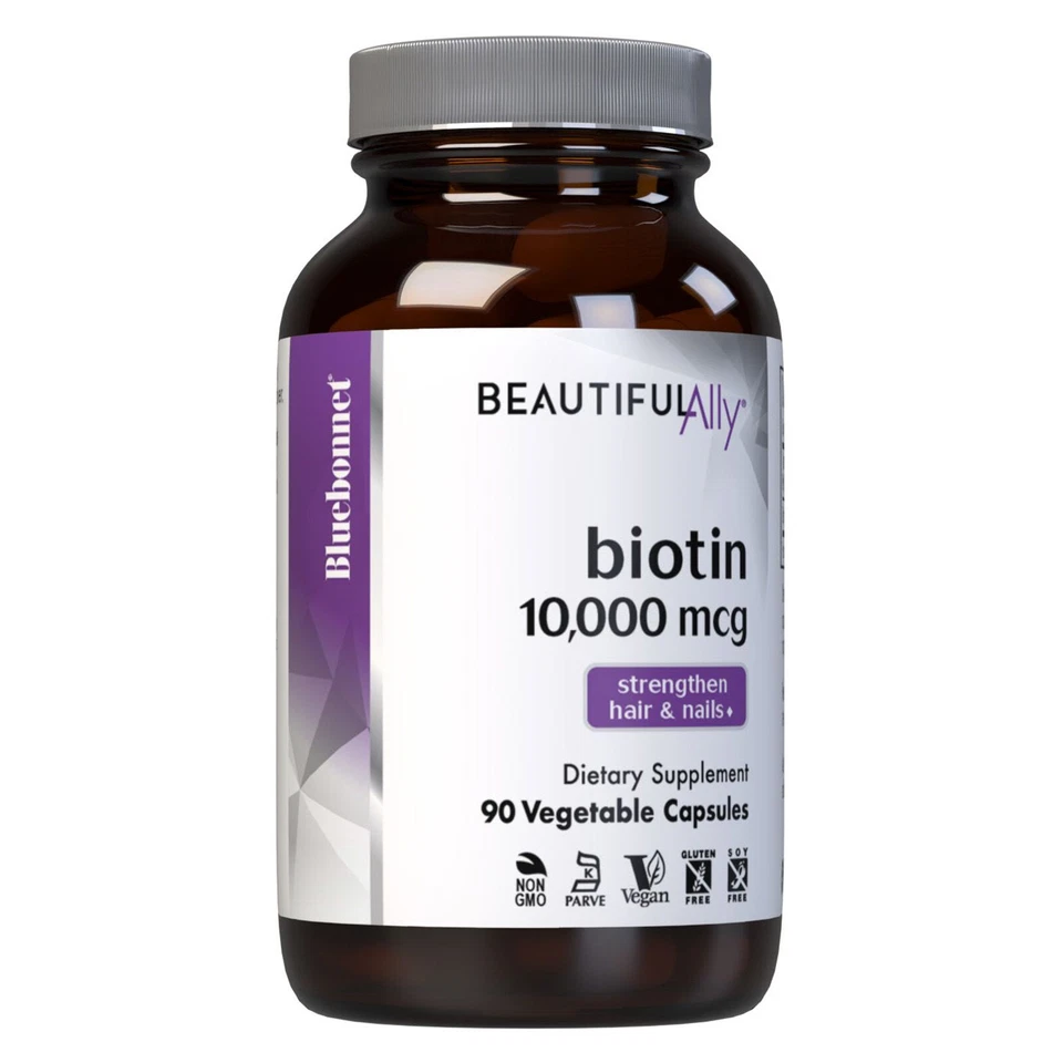 Bluebonnet Ally Biotina 10.000 Mcg 90 Cápsulas Vegetales, Para Cabello y Piel Foto 1 de 4