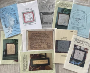 Lot of 10 Folk Art Rustic Primitive Friends Family Embroidery Craft Patterns #1 - Picture 1 of 11