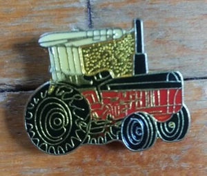 Vintage 80’s Red Farm Tractor Pin Back Hat Pin - Picture 1 of 8