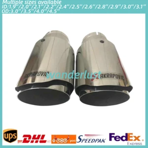 1PCS Akrapovic Exhaust Tip Silver Carbon Fiber End Pipe Outlet:76 89 101 114mm - Picture 1 of 8
