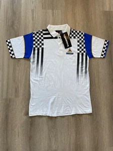 NWT Vintage 90s Le Coq Sportif Nascar Men's Large Striped Button Up Polo Shirt - Picture 1 of 9