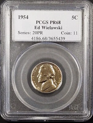 1954 Proof Jefferson Nickel certified PR 68 by PCGS! sku 5439 - Image 1 of 4