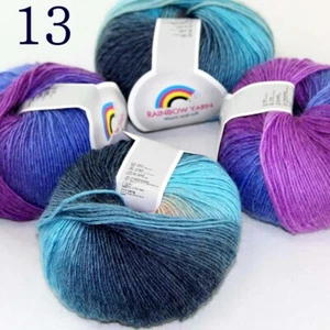 Sale 4Ballsx50gr Colorful Rainbow Rug Shawl Cashmere Wool Hand Crochet Yarn 13 - Bild 1 von 12