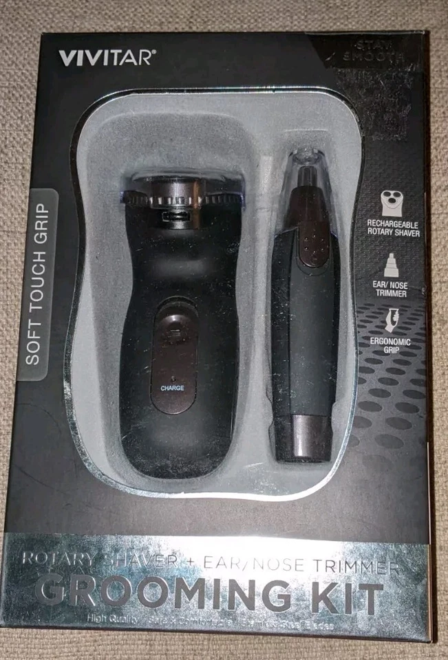 Kit de afeitadora giratoria y recortadora de nariz de oreja recargable Vivitar modelo PG-0204 Foto 1 de 1