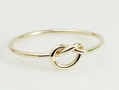 14k Solid Gold Stackable Knot Ring, High Polished Ring Yellow, White, Rose Rings - Image 1 of 4