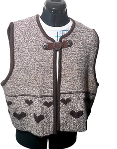 Vintage Landhaus Waistcoat Women Large Open Camisole Wool Knitted Cropped - Picture 1 of 14