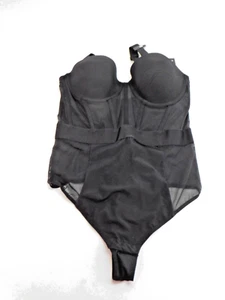 Nuevo traje corporal transparente sin tirantes o cruzado negro DKNY DK6008 34B - Imagen 1 de 9
