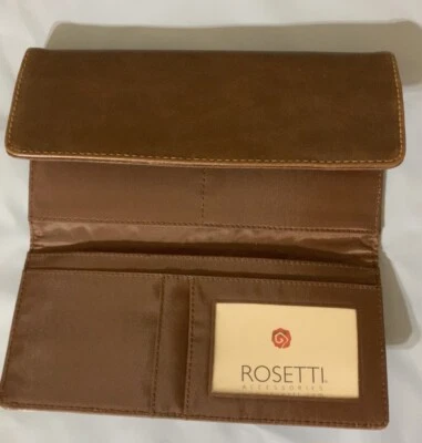 Rosetti Brown Faux Leather Button Clutch Wallet/Billfold Zip Coin Credit Cards - Image 1 of 4