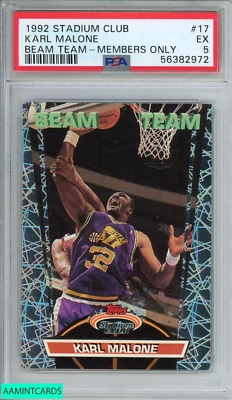 1992 STADIUM CLUB KARL MALONE #17 BEAM TEAM-MEMBERS ONLY UTAH JAZZ HOF PSA 5 EX - Image 1 of 3