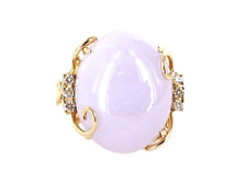 Vintage 14k Gelbgold 25.13cttw Lavendel Jade Jadeit Diamant Cocktail Ring s8