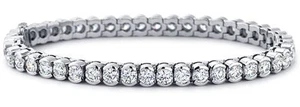 8.00 ct Ladies Half  Bezel Set Round Cut Diamond Tennis Bracelet 14kt White Gold - Picture 1 of 3