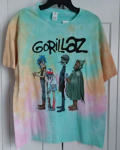 Men's Gorillaz Band Rock Hip Hop Multi-Color Tie Dye Short Sleeve T-shirt L NWT - Picture 1 of 3