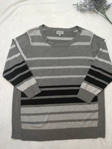 Joseph A Woman Suéter 3X Rayas Negro/Gris Excelente Estado - Imagen 1 de 6