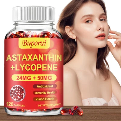 BUPORAI Astaxanthin +Lycopene - Support Eye & Heart Health, Immune Support, Antioxidant