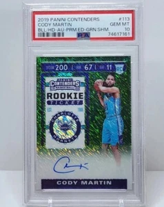 2019-20 Panini Contenders Cody Martin Green Shimmer Rookie Auto PSA 10 - QTY - Picture 1 of 2