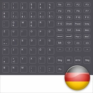 Keystick Germany Keyboard Sticker German Dark Gray For Dell Toshiba Acer - Picture 1 of 1