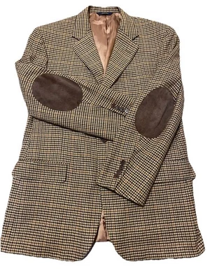 46R Brooks Brothers Preppy Wool Cashmere  Brown Gun Check Tweed Blazer USA - Image 1 of 4