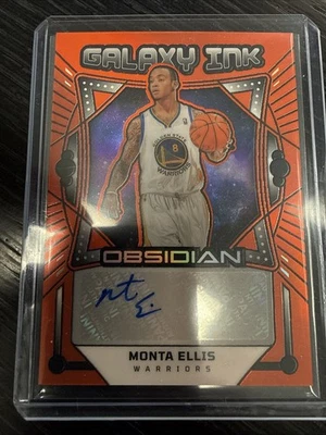 MONTA ELLIS 2024-25 OBSIDIANA GALAXIA TINTA NARANJA INUNDACIÓN GRABADO AUTOMÁTICO/99 GUERREROS Foto 1 de 3
