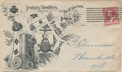 Advertising Cover New York NY Jenkins Brothers Valves & Packing 1889 - Image 1 of 3