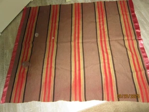 Vintage Wolle rot gelb kariert Satinborte 66" x 56" Decke See Haus/Stadion Reparatur - Bild 1 von 5