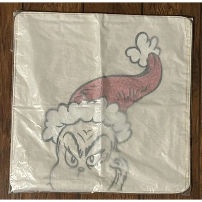 Funda de almohada Pottery Barn Teen Holiday The Grinch cara lentejuelas sofá lanzar 18" cuadrado Foto 1 de 4