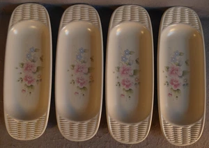 Pfaltzgraff Tea Rose Basketweave vassoio ovale mais su pannocchia piatti 11" set di 4 - Foto 1 di 7