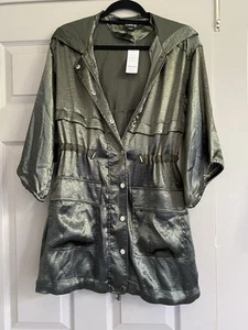 Bebe Womens Olive Green Drapey Anorak Jacket Size XS- NWT - MSRP $98 - Picture 1 of 4