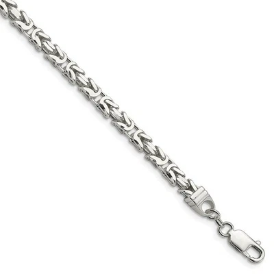 Pulsera de cadena bizantina maciza cuadrada cuadrada de plata de ley de 5 mm para hombre Foto 1 de 4