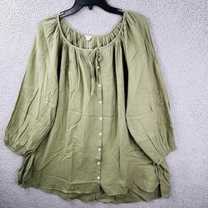 Aerie Tunic Top Womens M Fern Moss Button Boho Minimalist Split Sides - Picture 1 of 12
