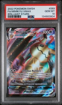 2022 Pokemon Sword & Shield Brilliant Stars Mimikyu VMAX #069 PSA 10 - Image 1 of 3