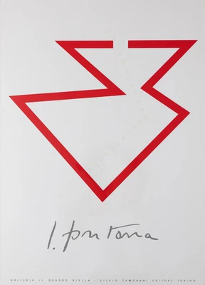 Lucio Fontana: Concetto Spaziale Rosso - Póster Serigrafía Original Firmado Foto 1 de 4