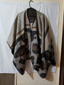 Cape Wrap lana cashmere pashmina aperto abbronzatura e marrone caldo morbido fuzzy - Foto 1 di 3