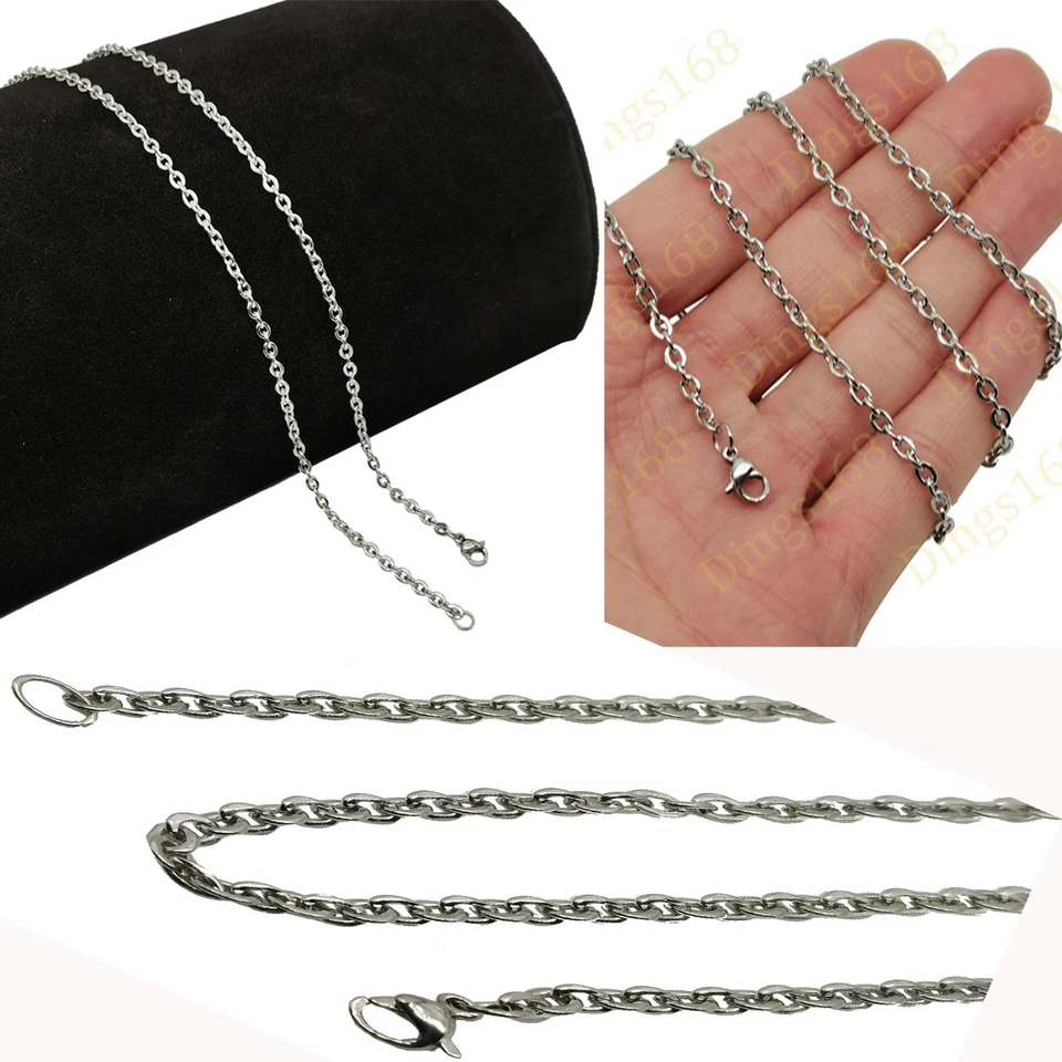 18K белое золото заполненное потускнение бесплатно 26 дюймов 3 мм Rolo кабель цепочка ожерелье C146W - Изображение 1 из 1