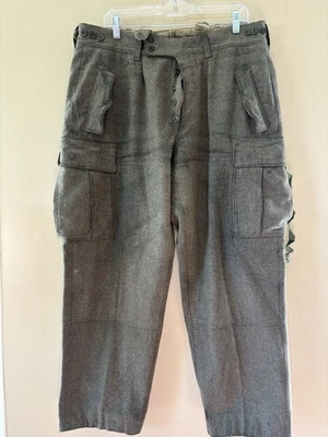 Vintage Niemann And Co Pants Brown Military Heavy Wool Field Cargo 1960s Size 34 - Image 1 of 4