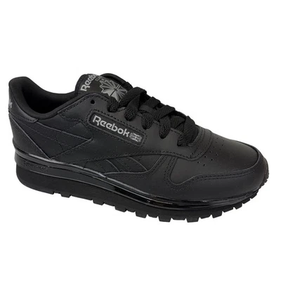 Zapatillas deportivas Reebok clásicas con clip de cuero para mujer 5 negras triples negras con cordones Foto 1 de 4