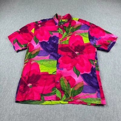 Camisa Jams World Para Hombre Mediana Rosa Floral Jardín Pasión Hawaiana Tropical Aloha Foto 1 de 4