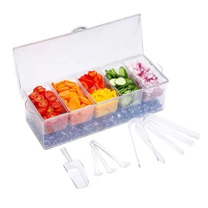 Condiment Server, Tray, ice Party Serving bar, Chilled Caddy, bar Garnish Hol... - Picture 1 of 7