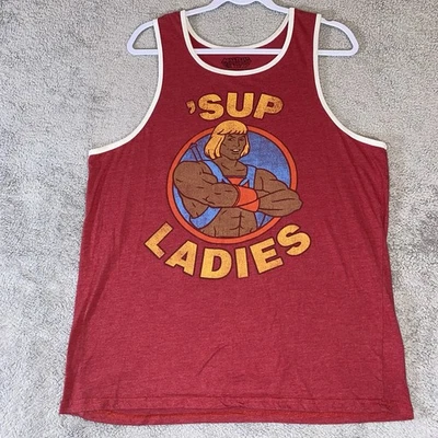 Camiseta sin mangas He-Man ’Sup para mujer roja Masters of the Universe camiseta gráfica grande para hombre Foto 1 de 4