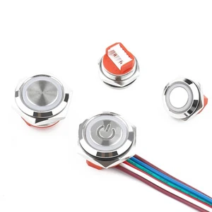 Short Metal Button Switch 12mm/16mm Momentary IP68 Waterproof LED - Picture 1 of 8