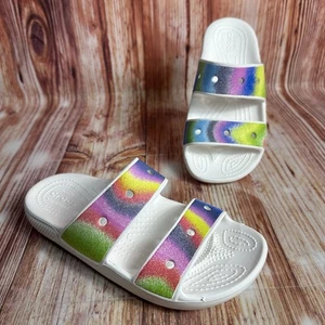 Crocs CLASSIC SPRAY DYE Womens Size 6 Double Two Strap Sandals Slides Shoes - Picture 1 of 10