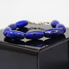 219 Cts Earth Mined 7" Long Blue Lapis Lazuli Beads Womens Bracelet JK-45E353
