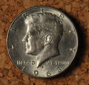 1968 D JFK HALF DOLLAR - .0400 SILVER - AU Condition - Picture 1 of 2