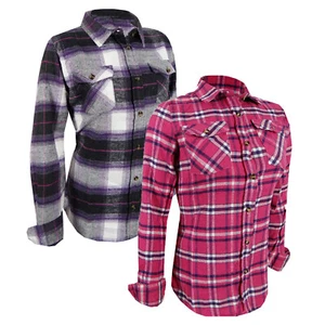 Flannel Plaid Shirt Womens Flap Chest Pockets 100% Soft Cotton Slim Fit Sizes - Picture 1 of 10