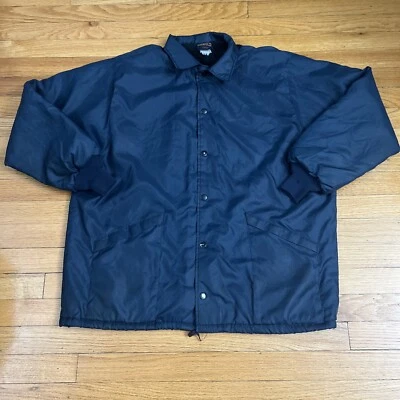 vintage hilton navy blue windbreaker fur lined 80s snap buttons - Imagem 1 de 4