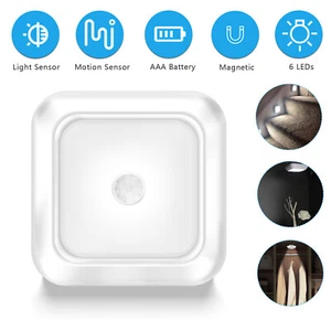 LED Night Lamp Motion Sensor Closet Light Battery Powered Indoor Wall Cabinet - Picture 1 of 12