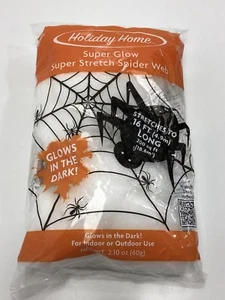 Indoor Outdoor Spider Web White Super Glow Holiday Home Halloween Decor 16FT - Picture 1 of 12