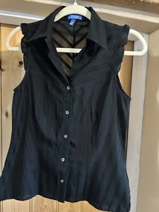 ( 072) Ladies Small Escada Small Sport Black Sleeveless Blouse - Picture 1 of 5
