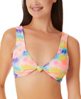 California Waves Women's Juniors Knotted Bralette Bikini Top (Multicolor, L)